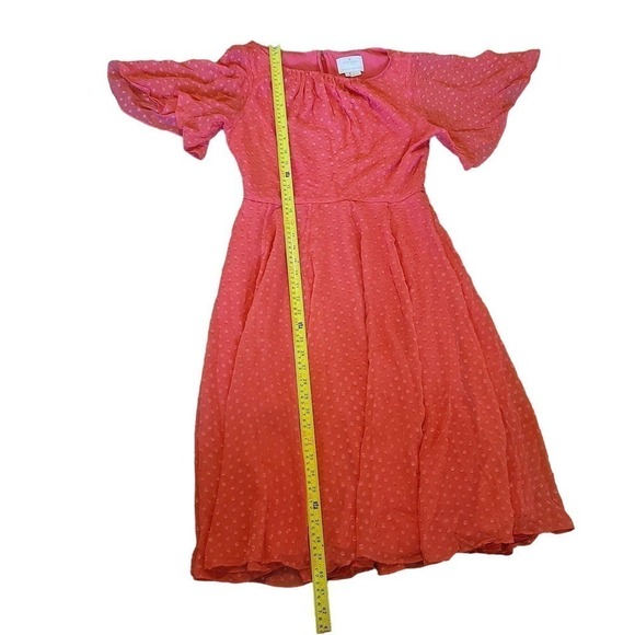 KATE SPADE Coral silk blend Clipped Chiffon A- Line Dress size 6 - Picture 6 of 10